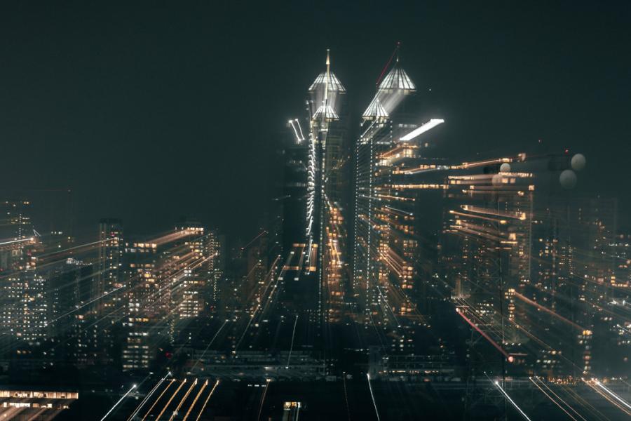 Skyscrapers at night